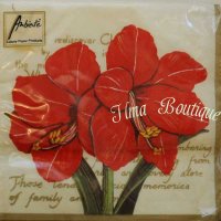Amaryllis creme 3-laags papieren servetten pakje per 20 st.