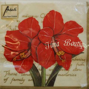 Amaryllis creme 3-laags papieren servetten pakje per 20 st.