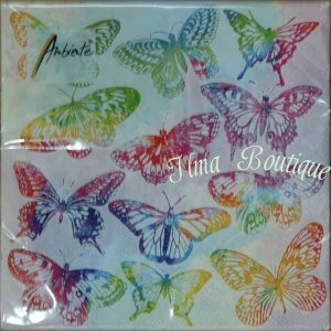 Aquarell butterflies 3-laags papieren servetten pakje per 20 st.