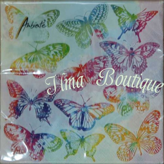 Aquarell butterflies 3-laags papieren servetten pakje per 20 st. - Klik op de afbeelding om het venster te sluiten