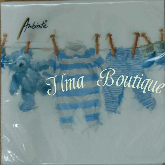 Baby boy clothes 3-laags papieren servetten pakje per 20 st. - Klik op de afbeelding om het venster te sluiten