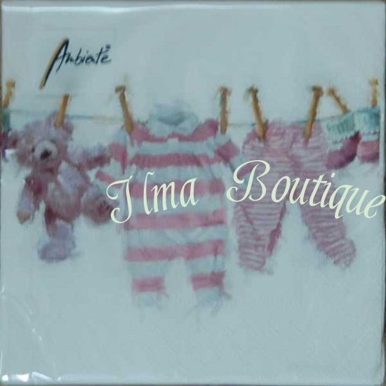 Baby girl clothes 3-laags papieren servetten pakje per 20 st. - Klik op de afbeelding om het venster te sluiten