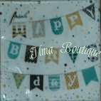 Birthday garland green 3-laags papieren servet pakje per 20 st.