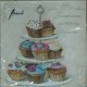 Cupcakes on etagere 3-laags papieren servetten pakje per 20 st.