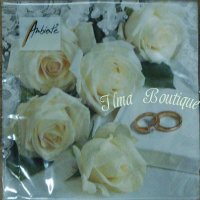 White wedding 3-laags papieren servetten pakje per 20 st.