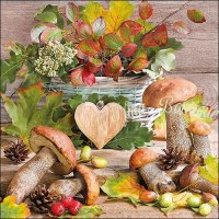 Wooden heart 3-laags papieren servetten pakje per 20 st.