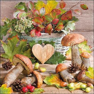 Wooden heart 3-laags papieren servetten pakje per 20 st.