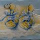 Baby schoentjes blauw 3-laags papieren servetten pakje per 20 st