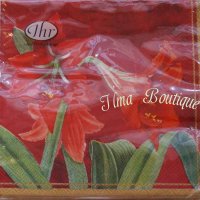 Bloemen rood 3-laags papieren servetten pakje per 20 st