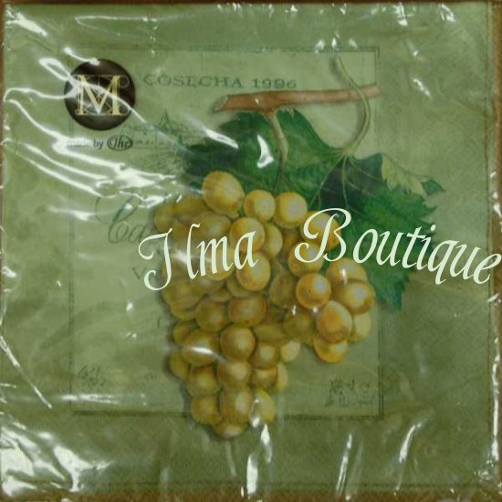 Grapes light green 3-laags papieren servetten pakje per 20 st - Klik op de afbeelding om het venster te sluiten
